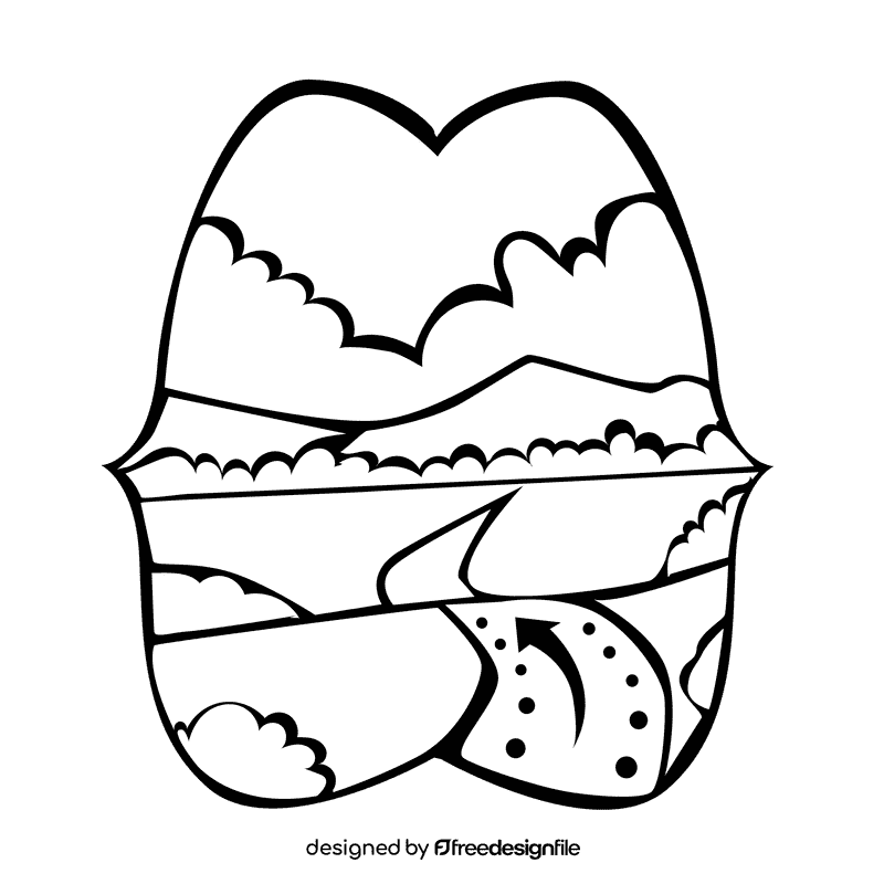 Grassland road black and white clipart