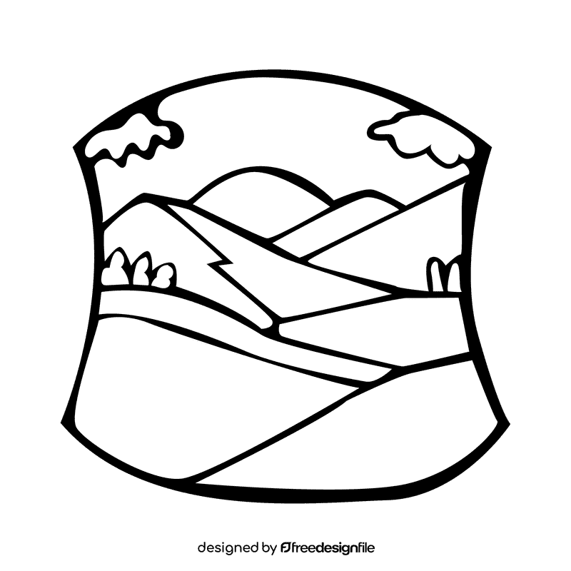 Grassland sunrise black and white clipart