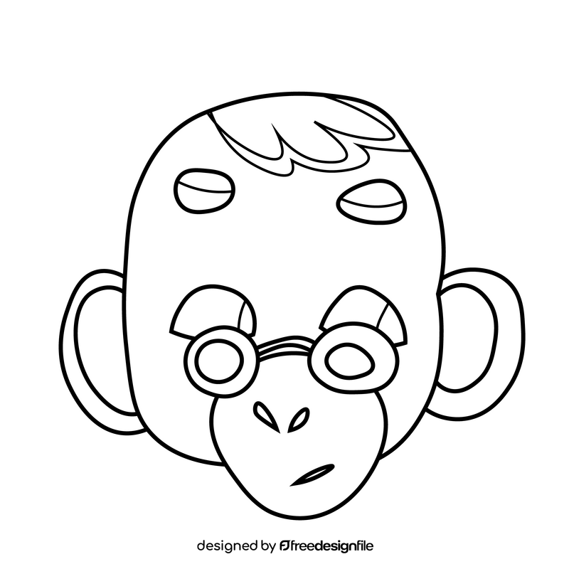 Chimpanzee with glasses drawing black and white clipart