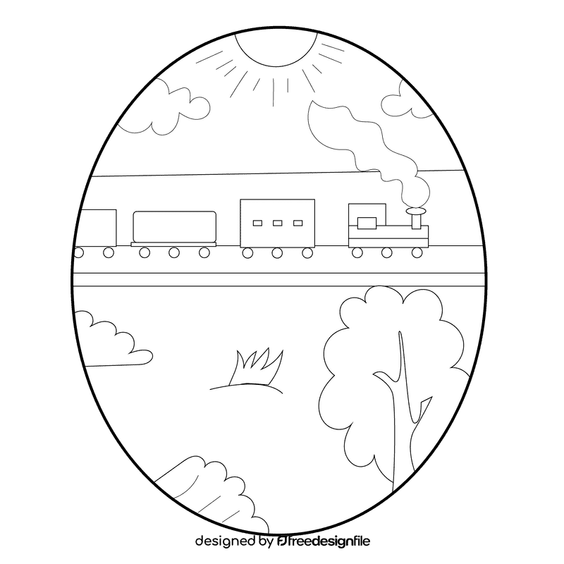 Grassland train black and white clipart