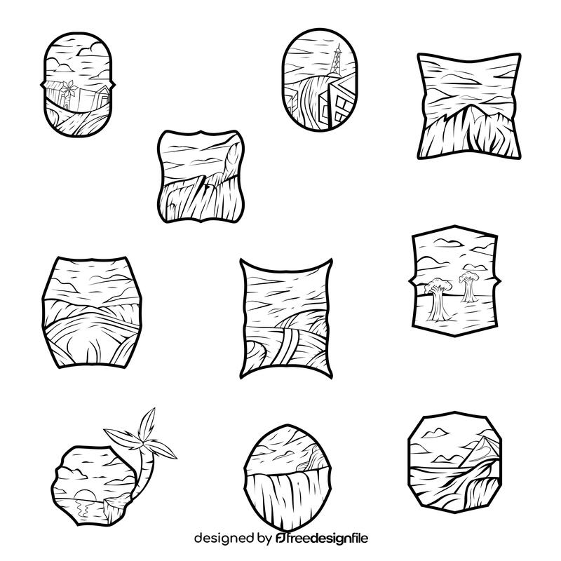 Horizon Set black and white vector