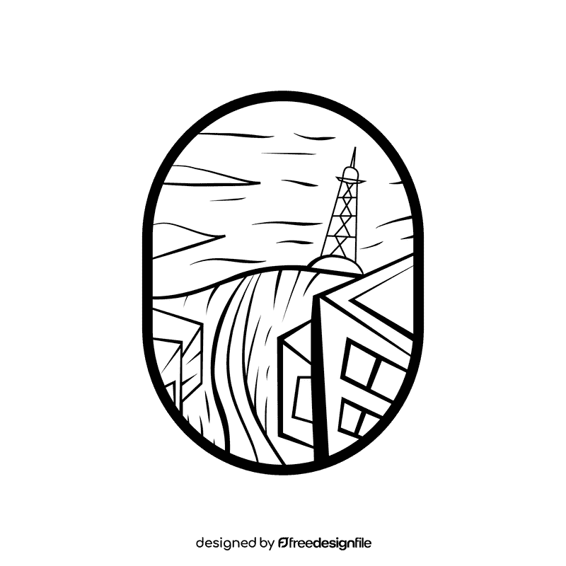 Horizon City black and white clipart