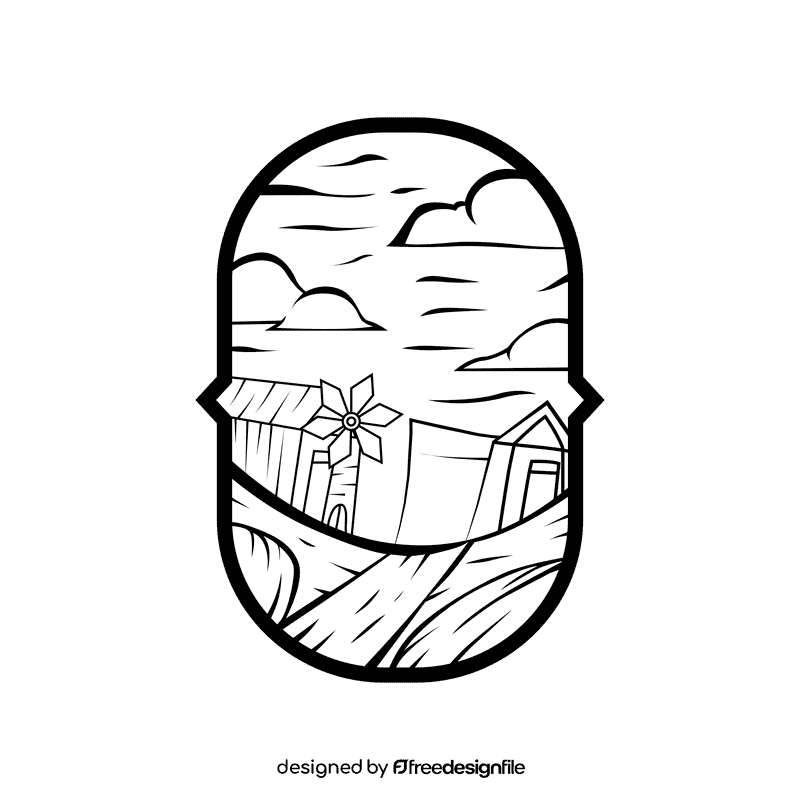 Horizon Farm black and white clipart