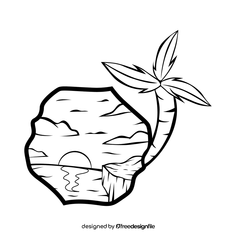 Horizon Sea black and white clipart