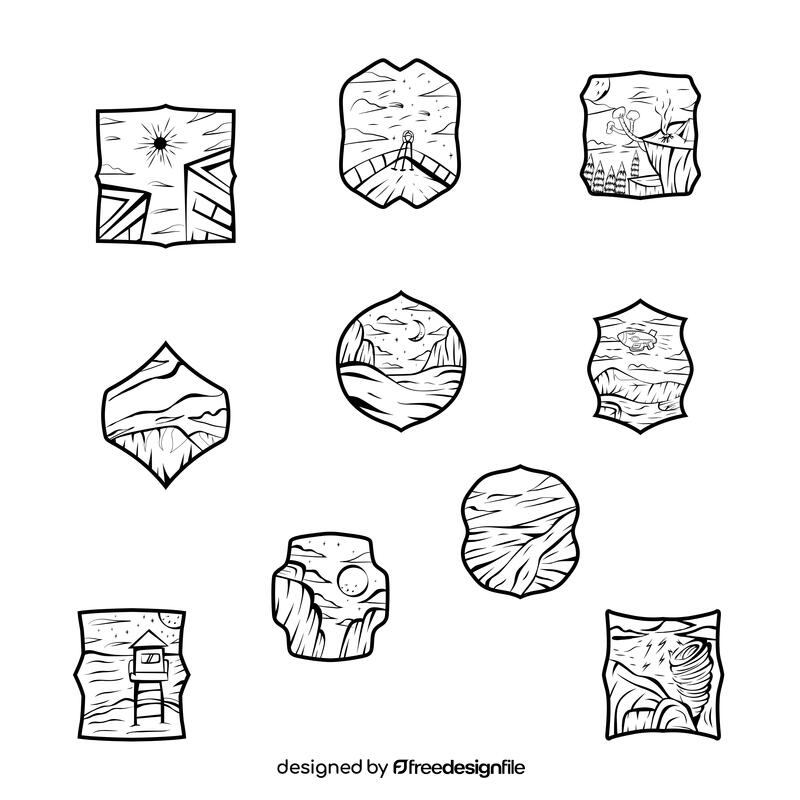 Night sky Set black and white vector