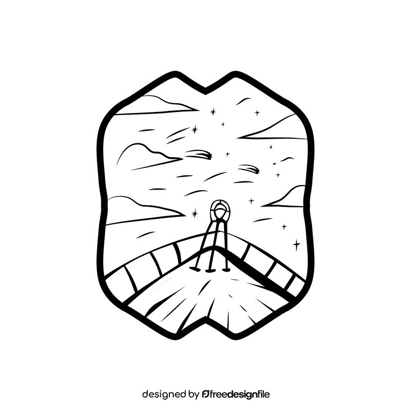 Night sky Fall Star black and white clipart