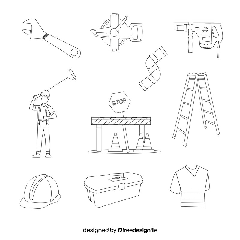 Technician icons set black and white vector