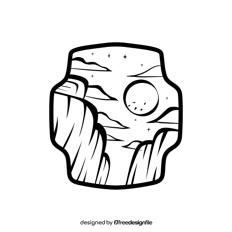 Night sky Hill black and white clipart