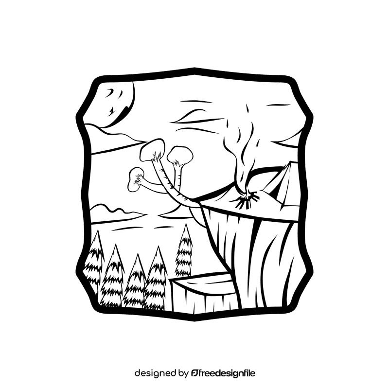 Night sky Moon black and white clipart