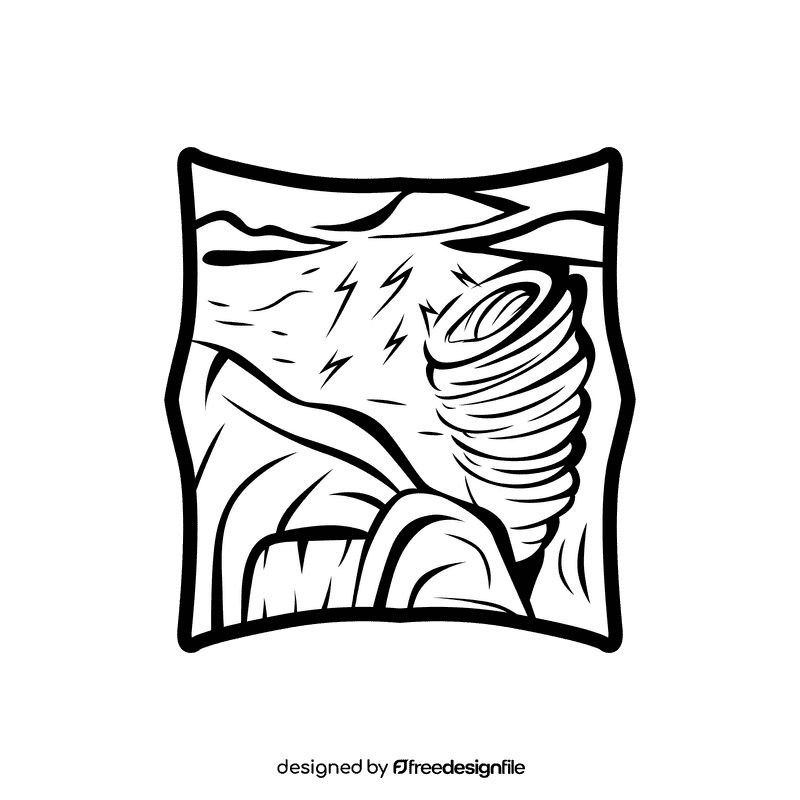 Night sky Storm black and white clipart