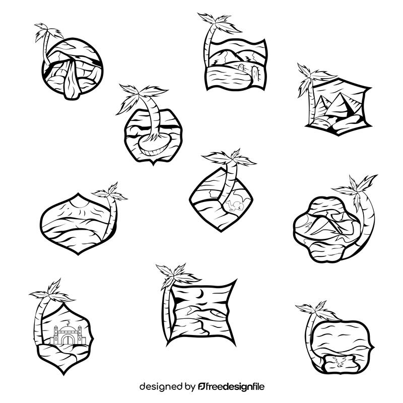 Oasis Set black and white vector