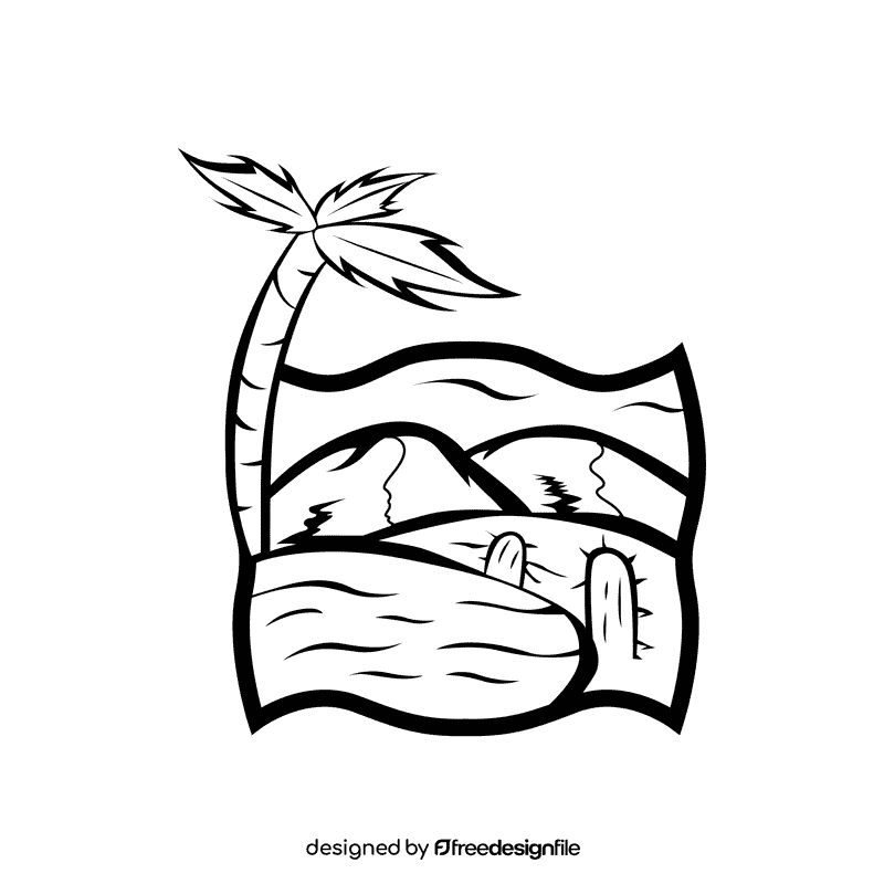 Oasis Cactus black and white clipart