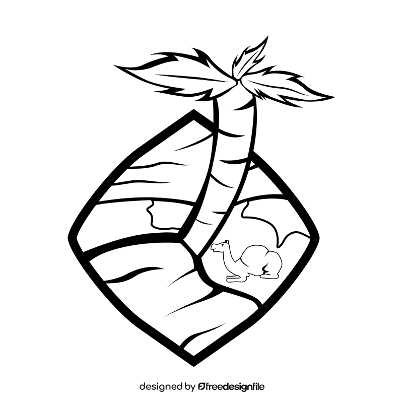 Oasis Camels black and white clipart