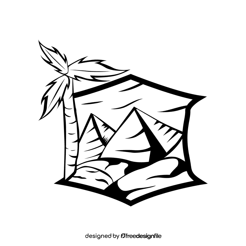Oasis Pyramid black and white clipart