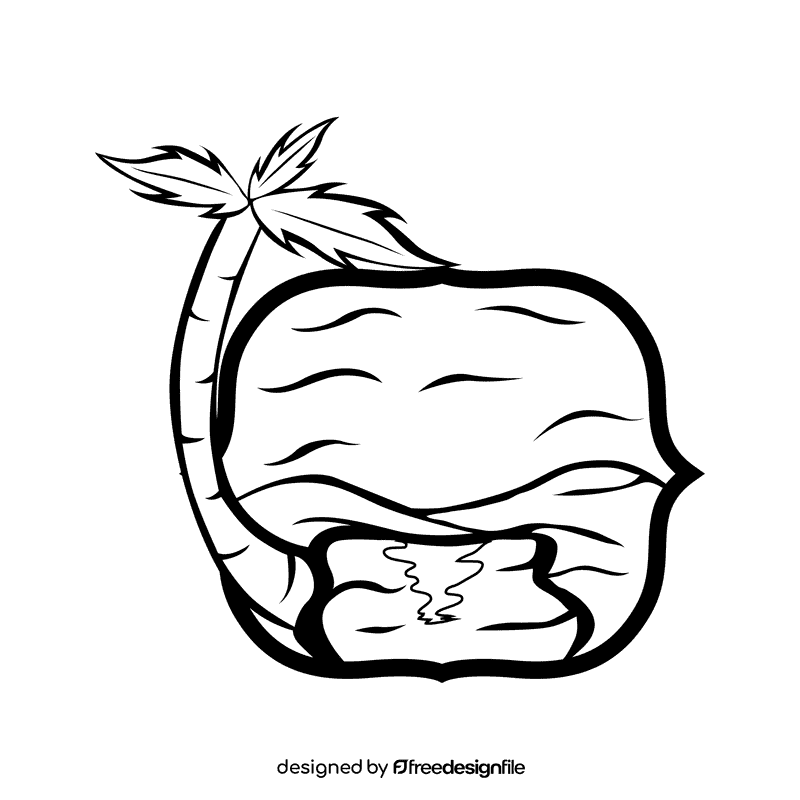 Oasis Sunset black and white clipart