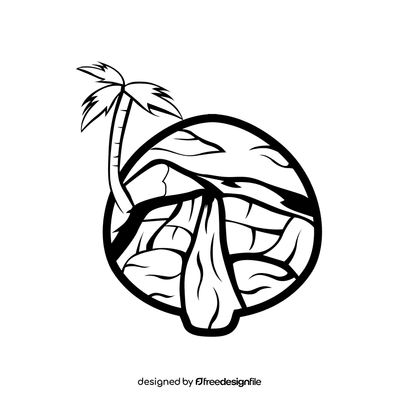 Oasis Waterfall black and white clipart