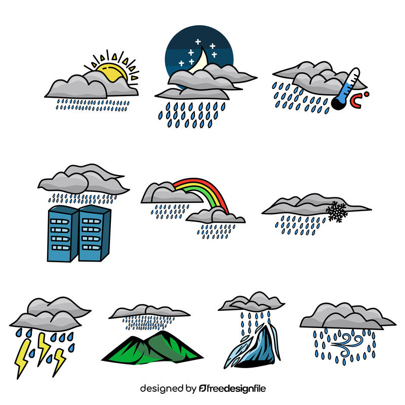 Rain Cloud Set vector