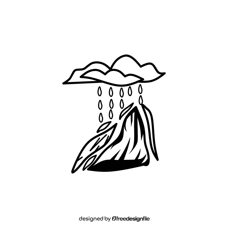Rain Cloud Avalanche black and white clipart