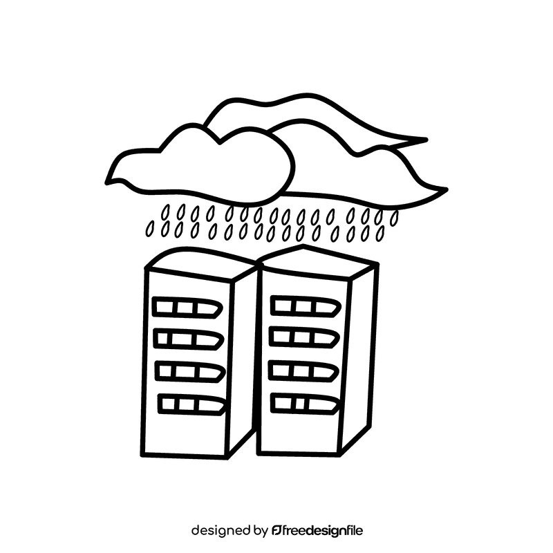 Rain Cloud City black and white clipart