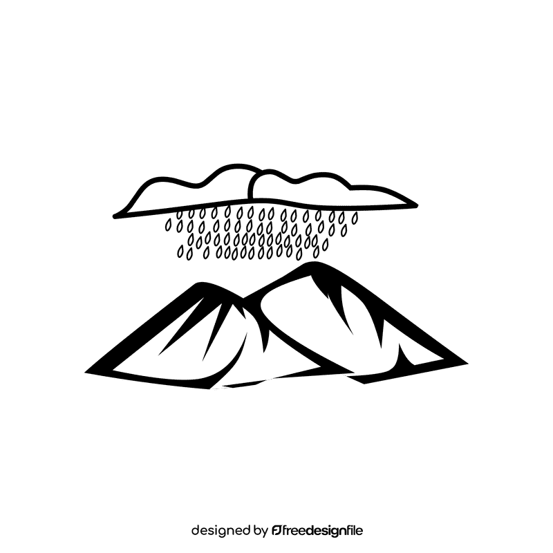 Rain Cloud Mountain black and white clipart