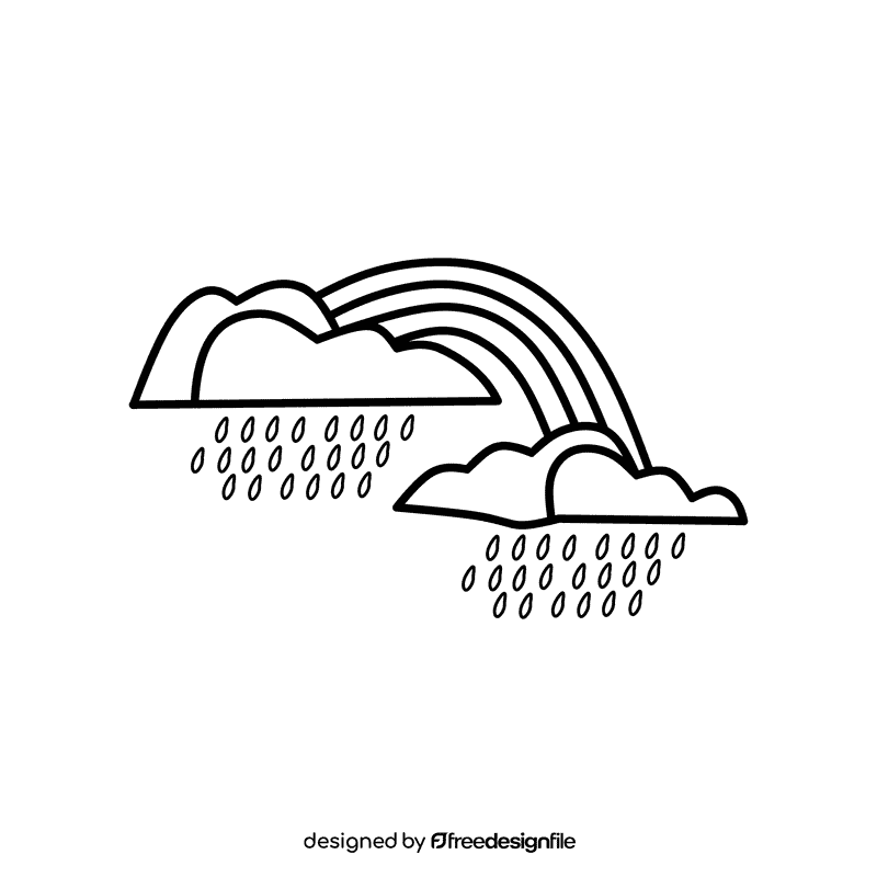 Rain Cloud Rainbow black and white clipart