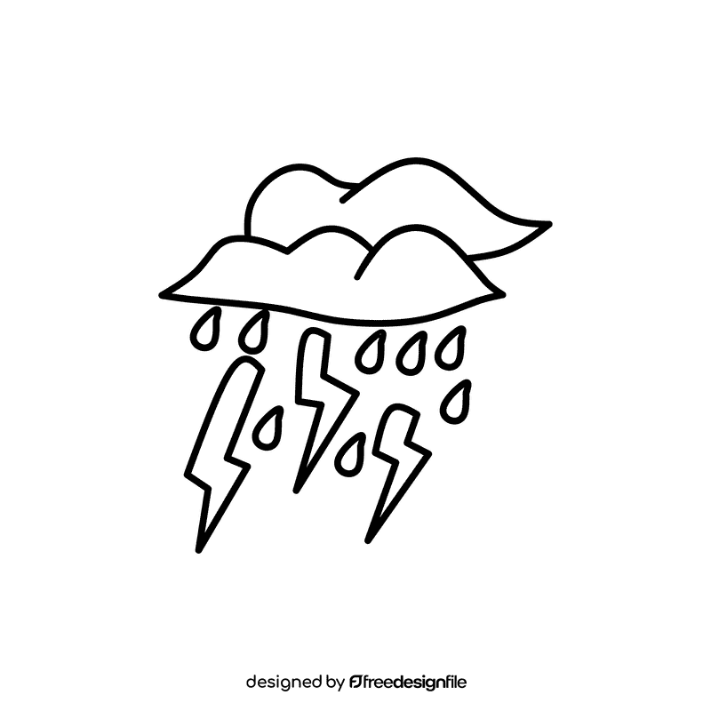 Rain Cloud Storm black and white clipart