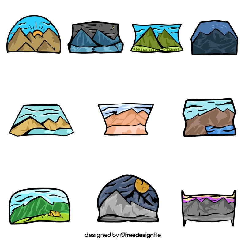 Rocky mountain set vector