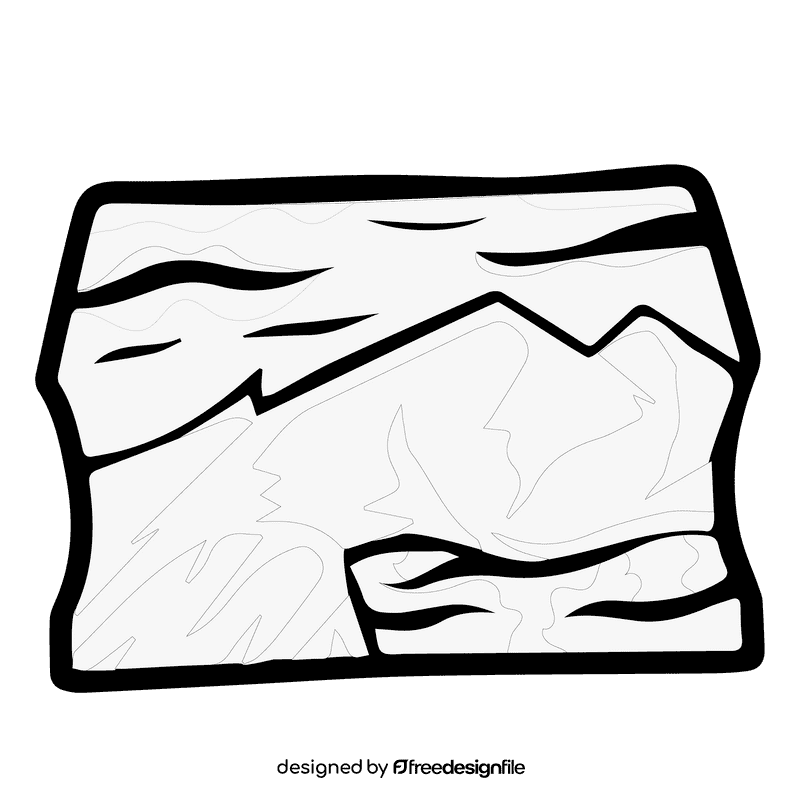 Rocky mountain sea black and white clipart