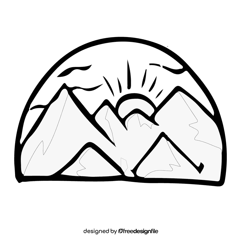 Rocky mountain sunrise black and white clipart
