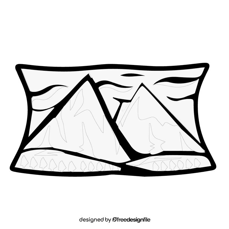 Rocky mountain trees black and white clipart