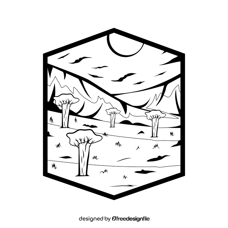 Savana Night black and white clipart