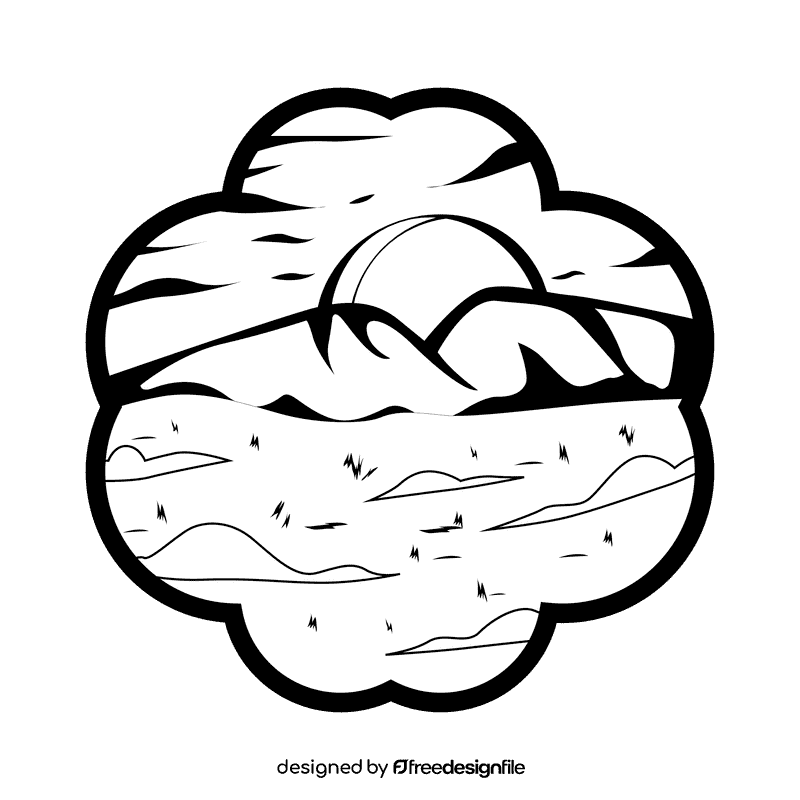 Savana Sunset black and white clipart