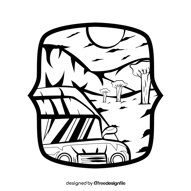 Savana Tour black and white clipart