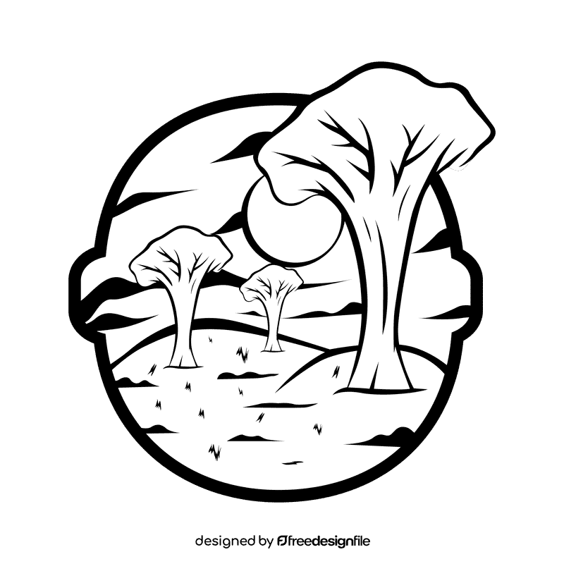 Savana Trees black and white clipart