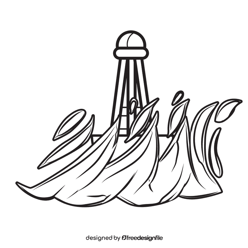 Sea Wave Buoy Navigation black and white clipart