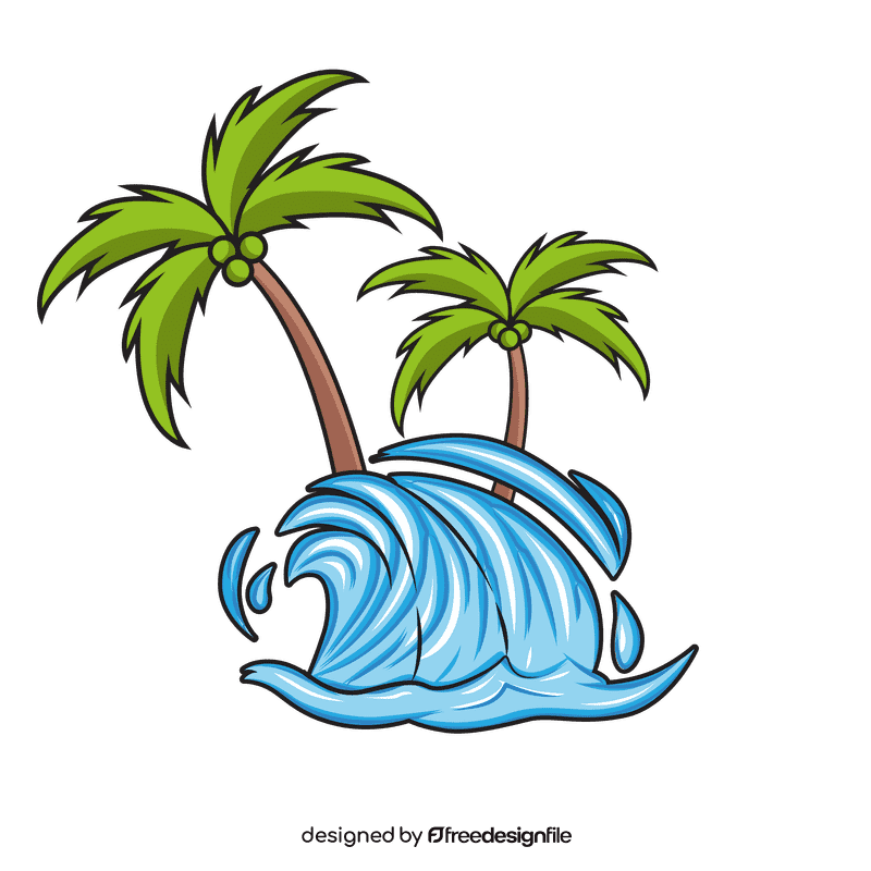 Sea Wave Coconut Trees clipart