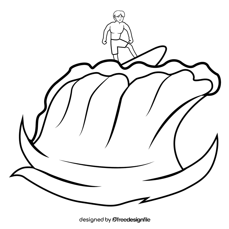 Sea Wave Surfing black and white clipart