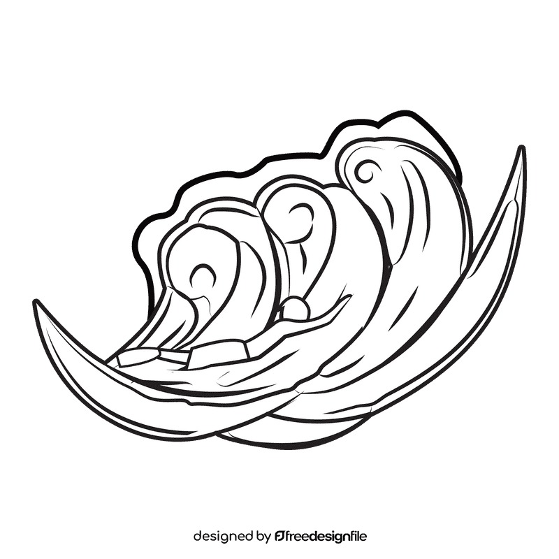 Sea Wave Swimming black and white clipart