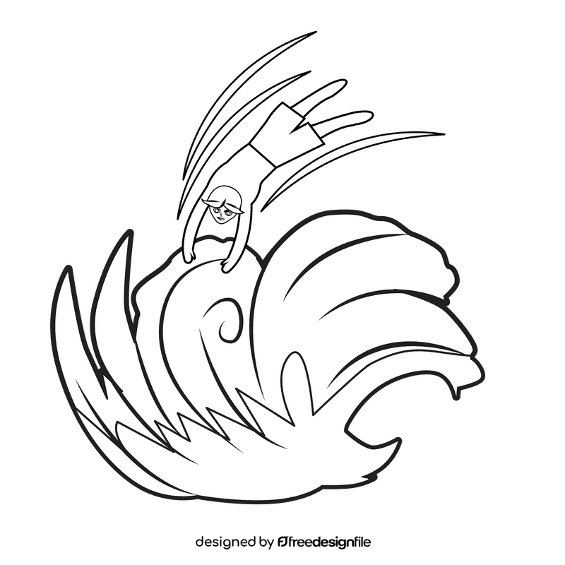 Sea Wave Jump Swimming black and white clipart