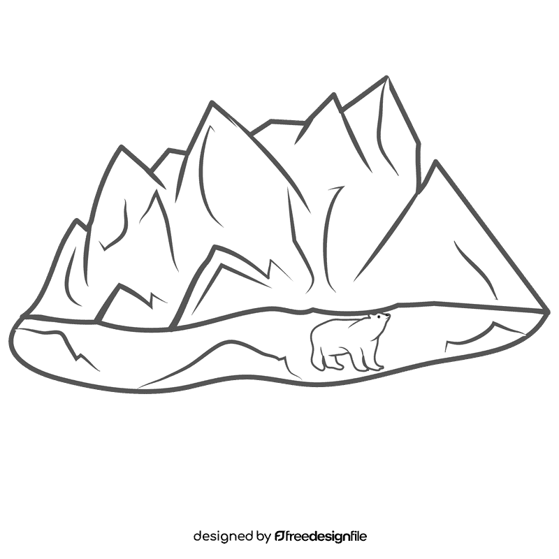 Snowy Mountain Bear black and white clipart