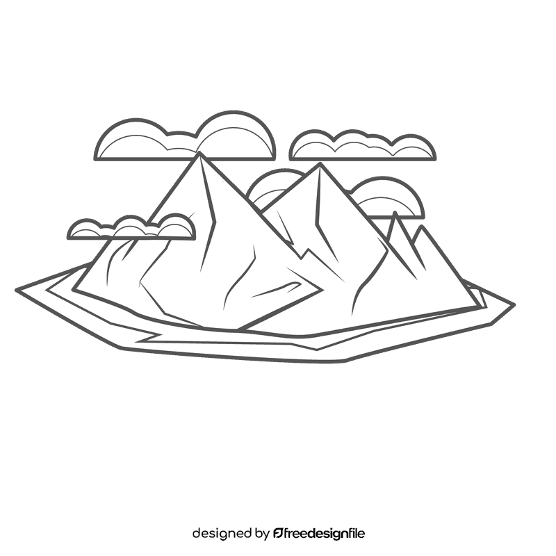Snowy Mountain Dark Cloud black and white clipart