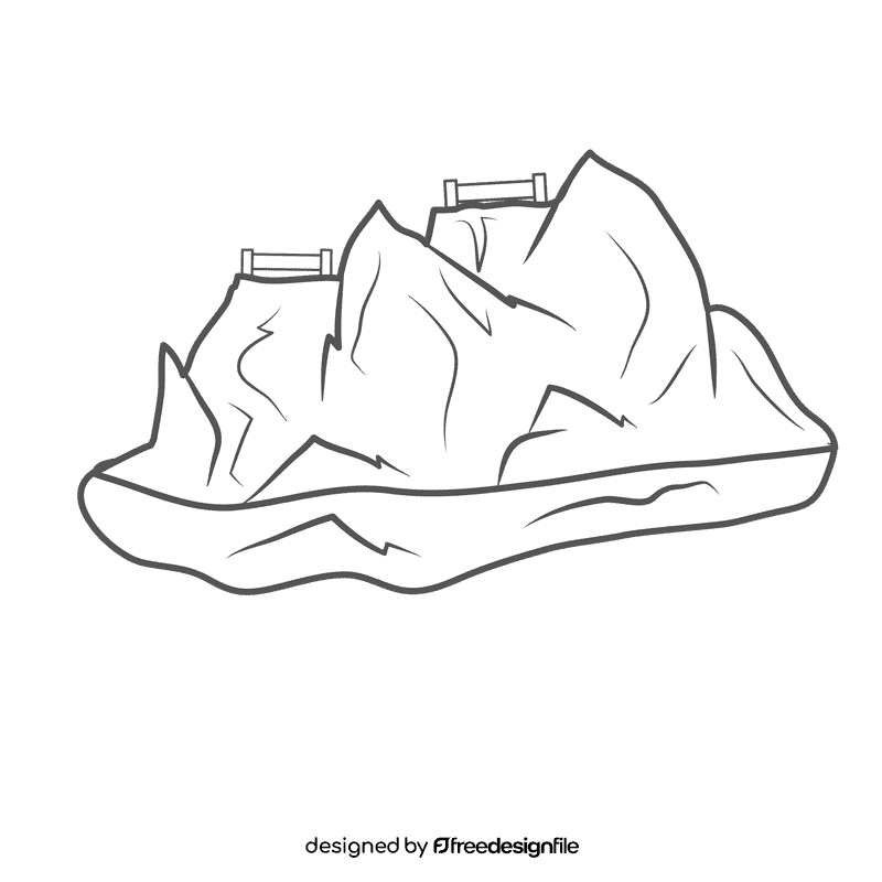 Snowy Mountain Red Fances black and white clipart