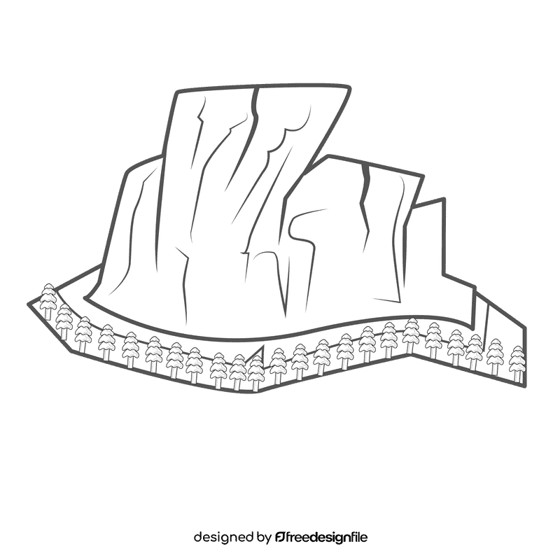 Snowy Mountain Trees black and white clipart