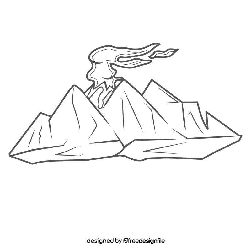 Snowy Mountain Vulcano black and white clipart