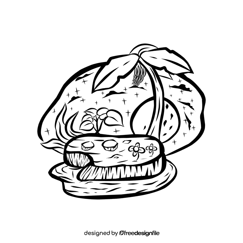 Starry Night Island black and white clipart