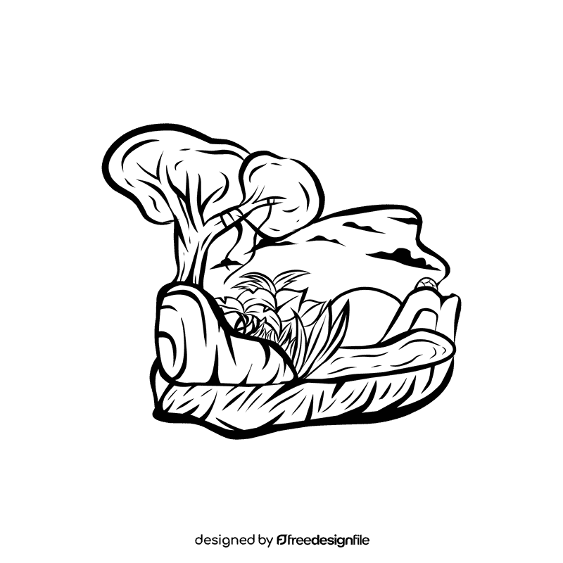 Sunset Jungle black and white clipart