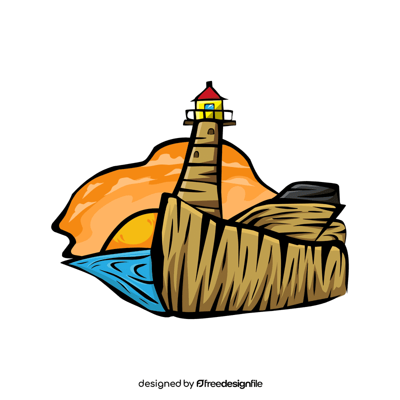 Sunset Lighthouse clipart