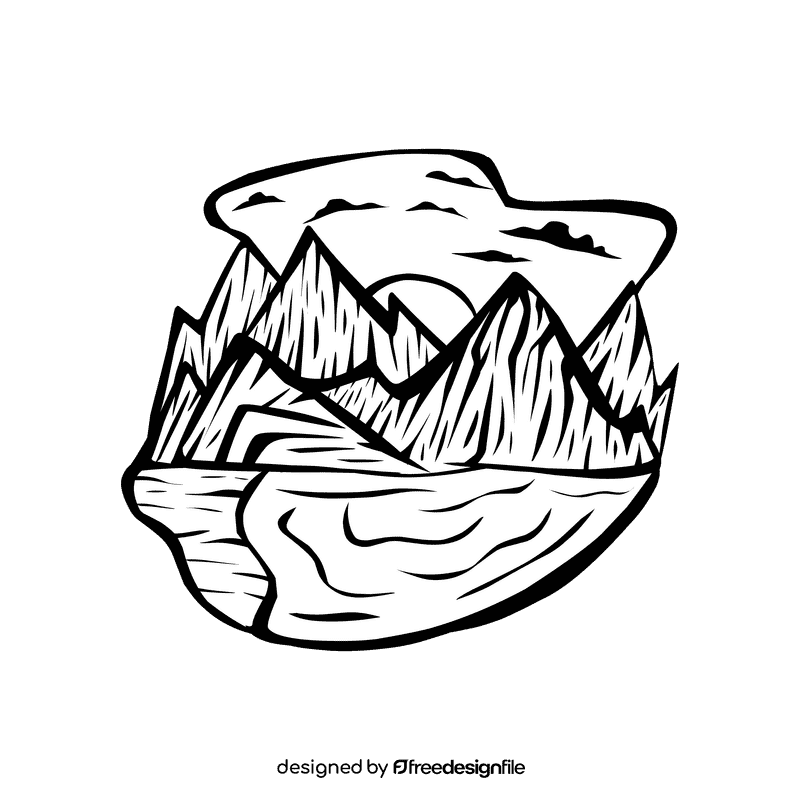 Sunset Rocky Mountain black and white clipart