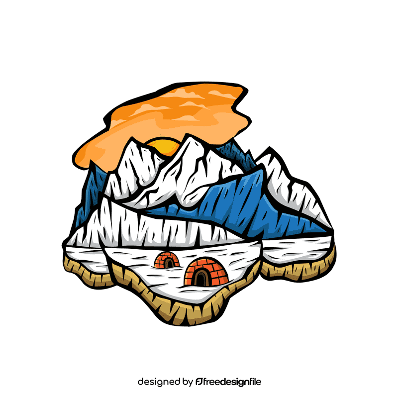 Sunset Snowy Mountain clipart
