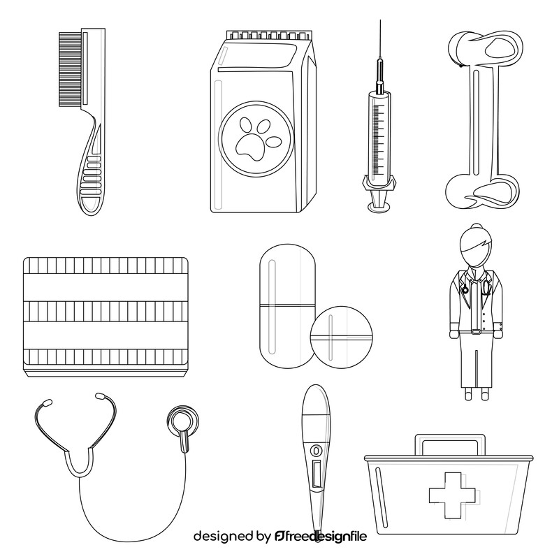 Veterinarian icons set black and white vector
